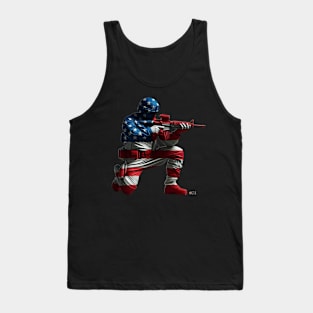 American Military Soldier and USA Flag by focusln Tank Top